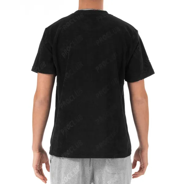 [11pc0702a] Pro Club Men's Comfort Terry Cloth Tee - Black
